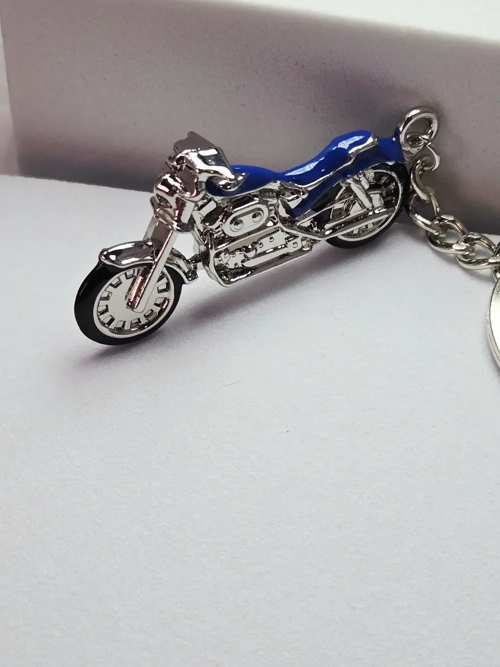 Blue Motorcycle Keychain Harley Sportster Style Biker Key Ring Gift Accessory
